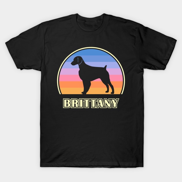 Brittany Vintage Sunset Dog T-Shirt by millersye